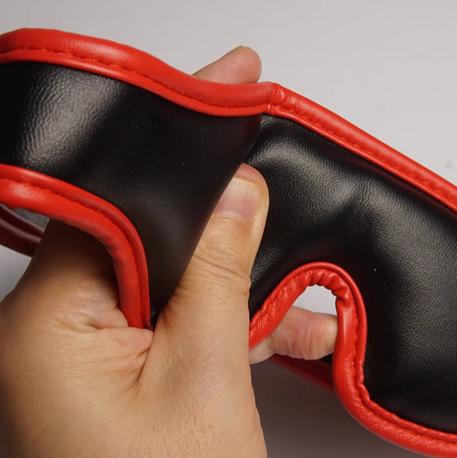 Leather Bondage Curved Blindfold, BDSM Soft Padded Cover Eye Mask, Sex Toys for Couples, Adult Games, Slave Eyemask, Restraints