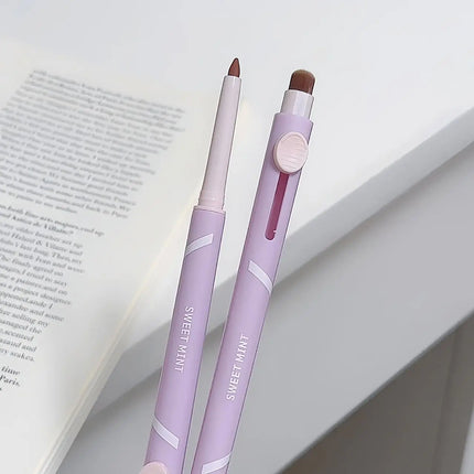 New Lip Liner Pen Matte Lipstick Pen Silver Long Lasting Lip Contouring Non Stick Lipliner Pencil Korean Makeup with Brush
