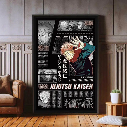 J-Jujutsu K-Kaisen Retro Canvas Poster Japan Anime Figure Itadori Yuji Gojo Satoru Fushiguro Toji Game Room Home Wall Decor Gift