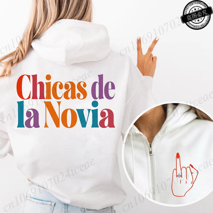 New Fashion Zipper Hoodies Women Future Bride & Tribu De La Novia Fashion Sweatshirt Spanish Girl Bachelorette Party Sportwear