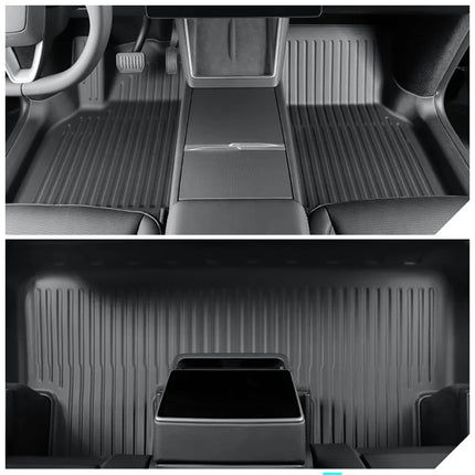 Floor Mat with Door Sill Strip For 2025 2026 Tesla Model Y Juniper All Weather TPE Trunk Cargo Liner Boot Mat Backrest Pad