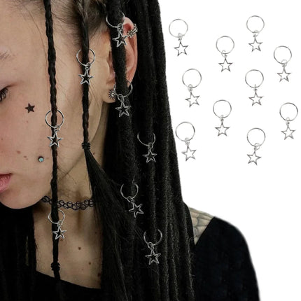 10pcs/set Star shape Metal Hair Ring, Dreadlocks Beads Hair Braid DIY Pendant Hair Accessories Metal Cuffs Decoration/Accessories