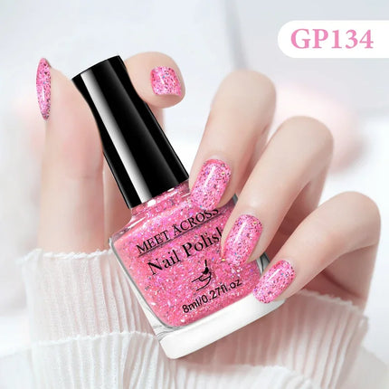 MEET ACROSS 8ml Glass Bottle Water-Based Peel Off Nail Polish Colorful Air Dry Nail Art Varnish Nails Manicure No Need Lamp