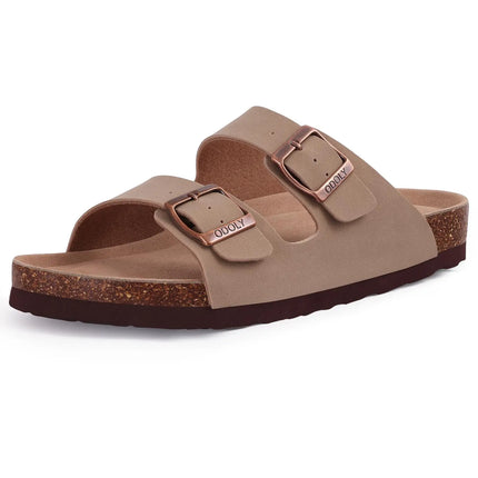 Litfun Suede Cork Clogs For Women Men Genuine Summer Clogs with Arch Support Cork Leather House Mules Shoes Thick Beach Sandals