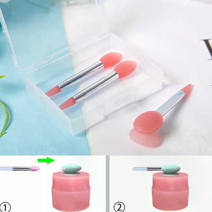 3PCS Silicone Lip Balms Lip Mask Brush With Sucker Dust Cover Makeup Brushes Lip Film Brush Anti-lost Dust Cover