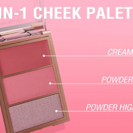 3-in-1 blusher red plate, durable, natural, easy to apply, waterproof, smooth and matte texture to create a perfect makeup