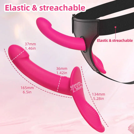 Strap-On Vibrating Dildo Adjustable Harness Vibrator with 10 Vibration Modes Wearable Harness Sex Toy for Female Couple Lesbians
