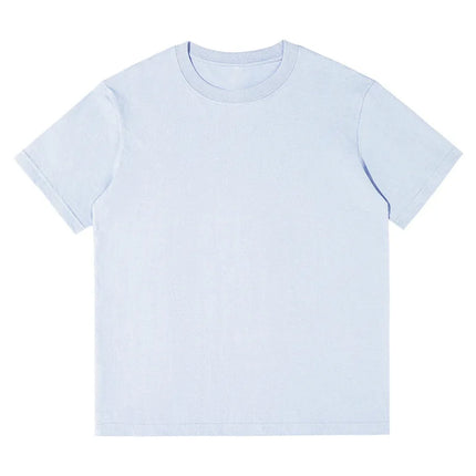 Combed cotton 240g heavy-duty pure cotton double yarn short sleeved t-shirt men's trendy brand solid color round neck top