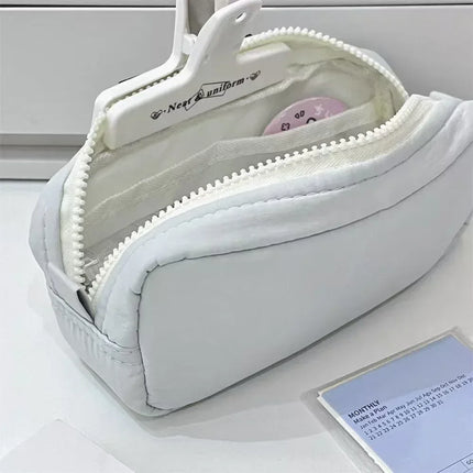 Simplicity Solid Color Pen Bag Zipper Design Large Capacity Pencil Case Portable Stationery Organizer Student Back to school