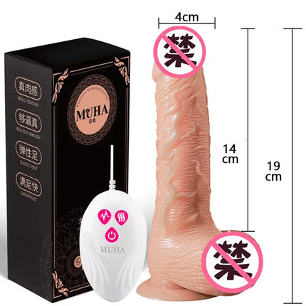 Telescopic Vibrating Thrusting Realistic Dildo Female Masturbation With Suction Cup Heating Penis Remote Control Dick For Women