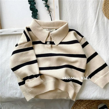 2026 Spring Autumn Children's Sweater Striped Boys And Girls Casual Sweater Baby Children's Long-sleeved Clothing Sweater