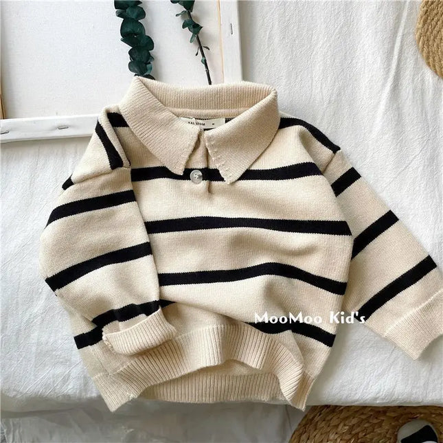 2026 Spring Autumn Children's Striped Sweater for Boys and Girls Casual Baby Long-sleeved Clothing Sweater