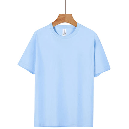 Unisex 100% Pure Cotton Solid Color Men's Summer round Neck Short Sleeve Shirt 180g Cotton T-Shirt in 16 Colors
