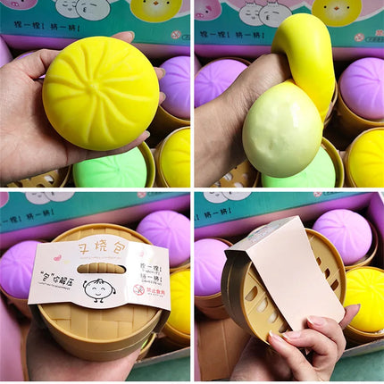 Giant Squishy Dumplings Stress Relief Fidget Toy Colorful Simulation Food Steamed Stuffed Bun Dough Toys Slow-rise Squeeze Toy