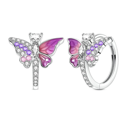 2025 New 925 Sterling Silver Earrings Simple Bow Strawberry Butterfly Hoop Stud Earrings for Wedding Party Women Jewelry Girls