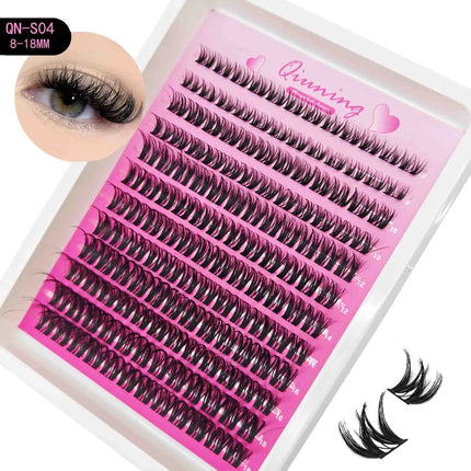 QIUNING Lash Clusters Manga Lash Clusters Kit Clear Fairy Eyelash Clusters Wet-Look Spiky Anime Lashes Individual Lashes BOND