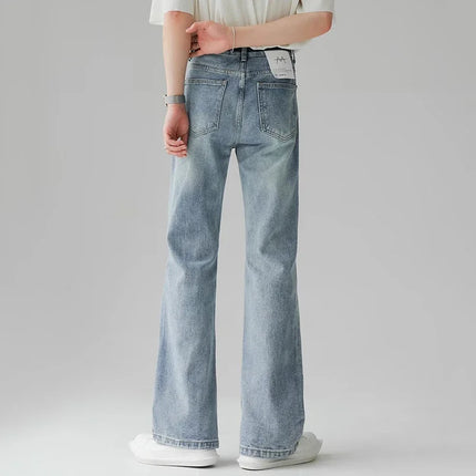 New Hot Sale Men Bootcut Jeans Daily Casual Baggy Straight Leg Denim Pants Trend Male Classic Simplicity Black Blue Trousers