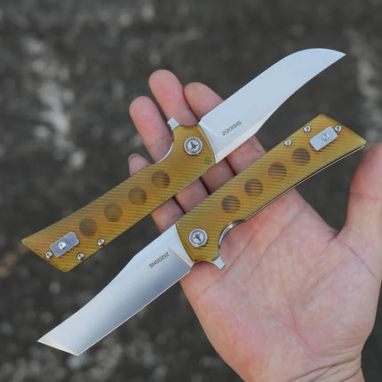 Shooziz Folding Pocket Knife,3.55" D2 Tanto Blade EDC Knife with Flipper ,Camp Tool Gift for Outdoor Men,XUN112