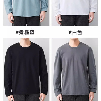 Fast Delivery T-Shirts Men Long Sleeves Tee Tops Male Autumn Plain Cotton T-shirts Plus Size 4XL 5XL Undershirts Man Clothing