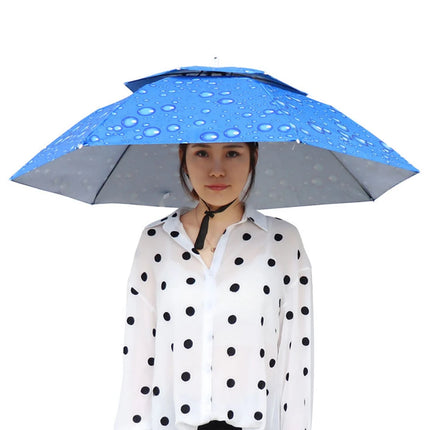 Portable Rain Umbrella Hat Foldable Outdoor Fishing Sunshade Waterproof Camping Headwear Beach Head Hats Fishing Hat 55-95CM