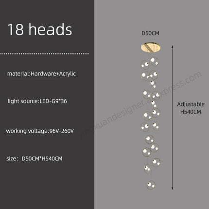 Chandelier for Staircase Hanging Lamp Modern Pendant Luster Lighting for Living room Led Ceiling Lamps Ring Stairs Loft Lighting