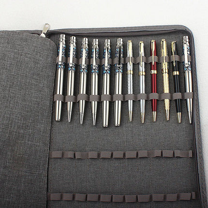 48 Slots Fountain Pen Case Pencil Case Pouch Bag Canvas Case for 10/24/ Pens Black, Blue, Gray