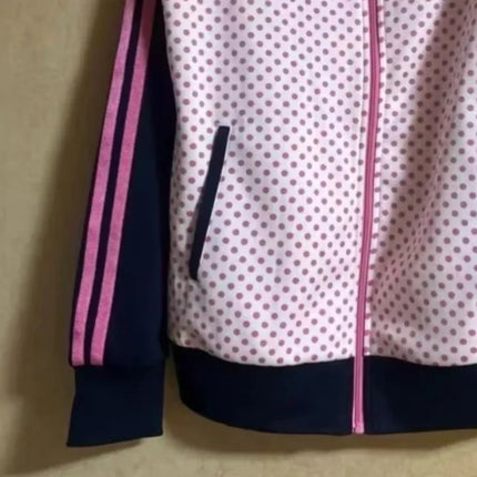 American Subculture Polka Dot Print Hoodie Vintage Harajuku Patchwork Sports Coat Women's Sweet Loose Casual Zipper Jacket Tops