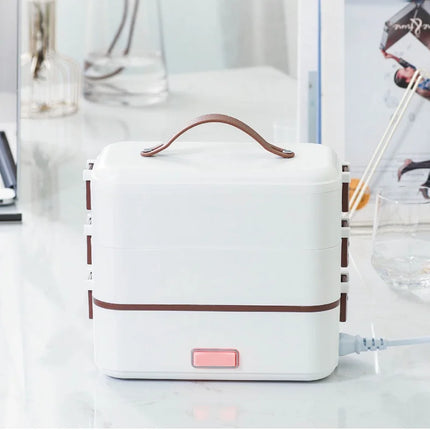 110V/220V Portable Electric Lunch Box 304 Stainless Steel Office Lunch Box Multi-function Cookable Food Heater Auto Power Off