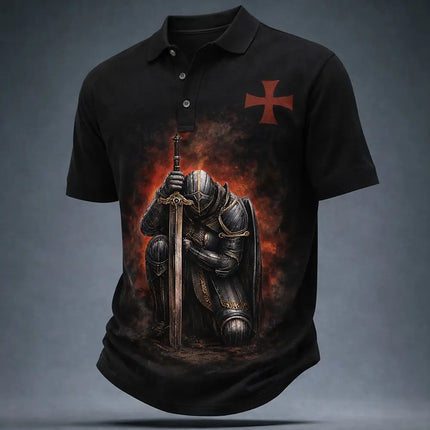 New Summer Polyester Printed Polo Shirt Men Fashion Lapel Short Sleeve Lightweight Breathable Casual Shirt