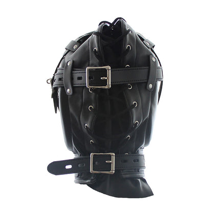 BDSM Bondage Fetish Sex Mask Sexy Headgear Closed Blindfold Leather Restraint Hood Mask Erotic Games Sex Toys for Couples