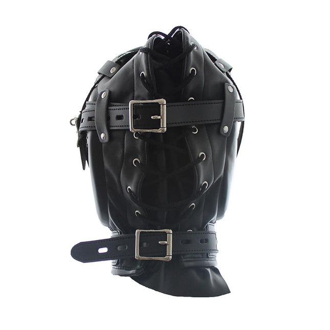 BDSM Bondage Fetish Sex Mask Sexy Headgear Closed Blindfold Leather Restraint Hood Mask Erotic Games Sex Toys for Couples