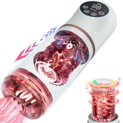 Automatic Rotating Sucking Male Masturbator Penis Pump Thrusting Licking Sex Machine Stroker Pocket Pussy Adult Sex Toys for Men