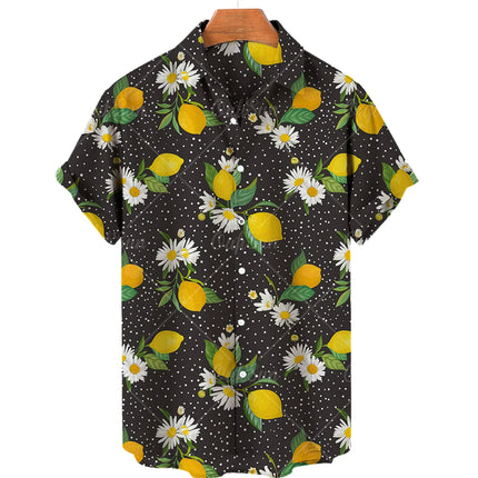 Pineapple Fruit Hawaiian Shirts Lemon 3d Print Men Fashion Blouses Casual Beach Camisas Summer Men's Vocation Lapel Shirt