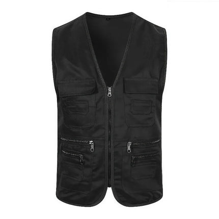 Men's Multi Pocket Tank Top Summer Men American Tactical Hiking Fishing Photography Director Mesh Sleeveless Outdoor Jacket Vest
