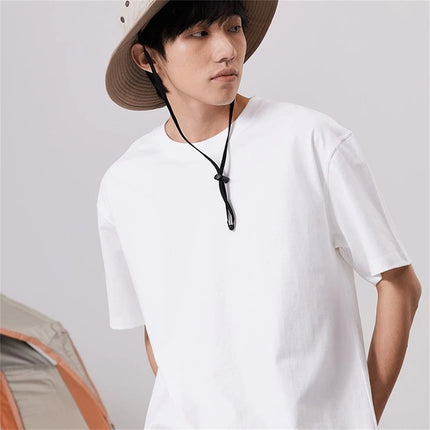 Men's T-Shirt Summer Cotton Tops Women's Solid Color Blank T-Shirts O-Neck Round Collar Short-Sleeve Couple White Top Tees
