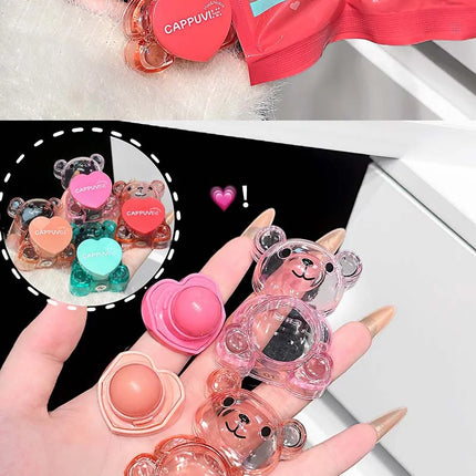 Cappuvini Soft and Cute Bear Lip Balm Moisturizing and Hydrating, Reduces Lip Lines, Non-Greasy, Limited Edition for Christmas and Halloween, Autumn and Winter Lip Care.