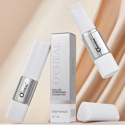 O'CHEAL Temperature Changing Foundation Stick Facial Coverage Blemishes Pores Double-Headed Face Matte Makeup Foundation Cream