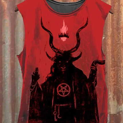 Neutral Tank Retro Satan Curse Sheep 3D Printed Tank Top Punk Style Street Fashion Casual Men's Tank Top Plus Xs-5XL