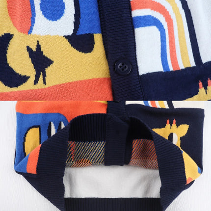 Autumn Spring Boy Girl Sweater Rocket Giraffe Cardigan Stitch Kid Clothing Sleeveless Buttons Baby Costume 2-6Y Children Sweater