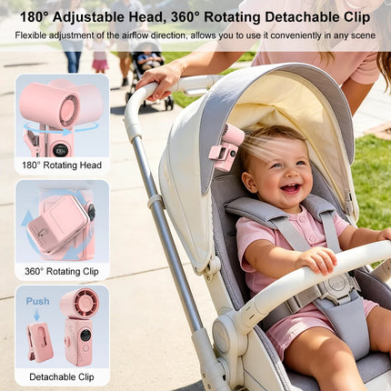 Portable Handheld Fan Mini Clip Fan With Umbrella Holder Function USB Rechargeable Personal Cooling Fan For Outdoor Camping