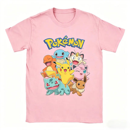 2026 Hot Sale Pokemon All Characters T-shirt Anime Cartoon Tee Men Women Casual Short Sleeve Summer Top for Fans Gift Cotton Top