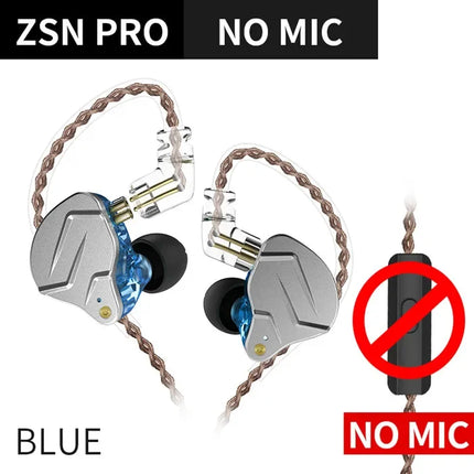 KZ ZSN Pro Earphones Dynamic Hybrid Driver HIFI Bass Earbuds In Ear Monitor Headphones Detachable Cable Noise Cancelling Headset