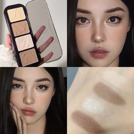 4 Color Contouring Highlighter Shading Palette Natural Nose Shadow Aegyosal Face Three-dimensional Matte Brighten Bronzer Makeup