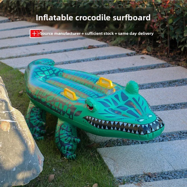 New Spot PVC Inflatable Crocodile Surfboard, Water Floating Row Outdoor Swimming Equipment Mount Water Ski Board
