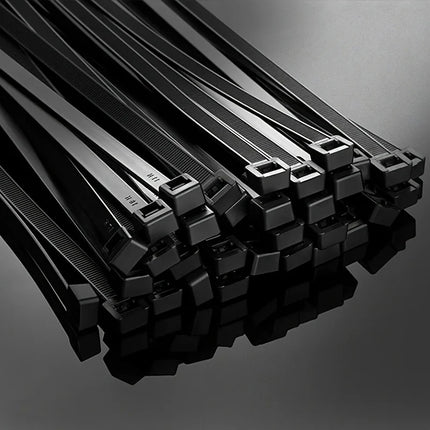 100pcs Black Cable Ties High Tensile Strength, Uv Resistant, Self-Locking For Home & Office Cord Management
