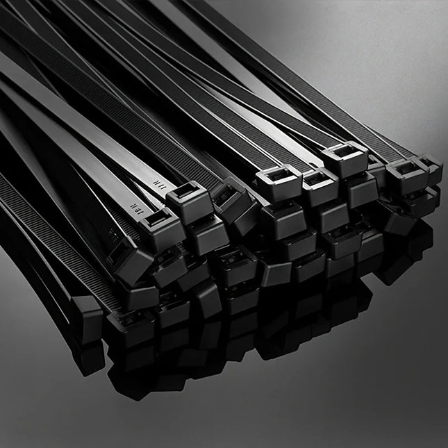100pcs Black Cable Ties High Tensile Strength, Uv Resistant, Self-Locking For Home & Office Cord Management