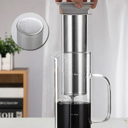 Large Capacity Cold Brew Coffee Maker Airtight Lid Handle Iced Tea Maker Coffee Pot Non-slip Silicone Bottom Glass Coffee Carafe