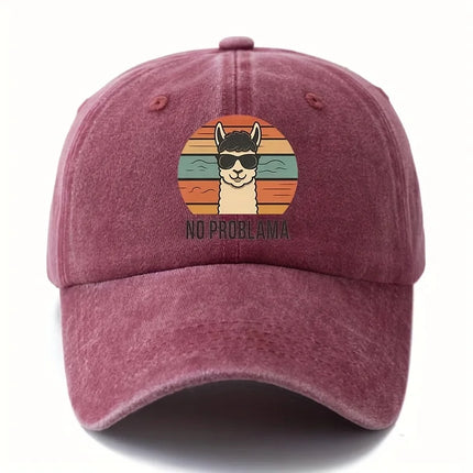 Male and female cartoon alpaca baseball cap with curved brim suitable for outdoor activities such as camping and travel