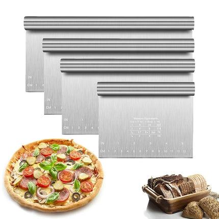 Stainless Steel Pasty Cutters DIY Dough Cake Scraper With Scale Pastry Spatulas Buttercream Edge Smoother Cake Decorating Tools