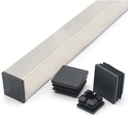 Black Plastic Square Oblong Pipe Plug 13x13mm~100x100mm Insert Table Chair Furniture Foot Cover Anti Slip Blanking End Cap